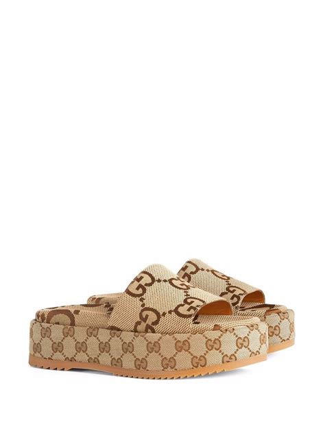 gucci sandalen braun|Gucci slide sandals.